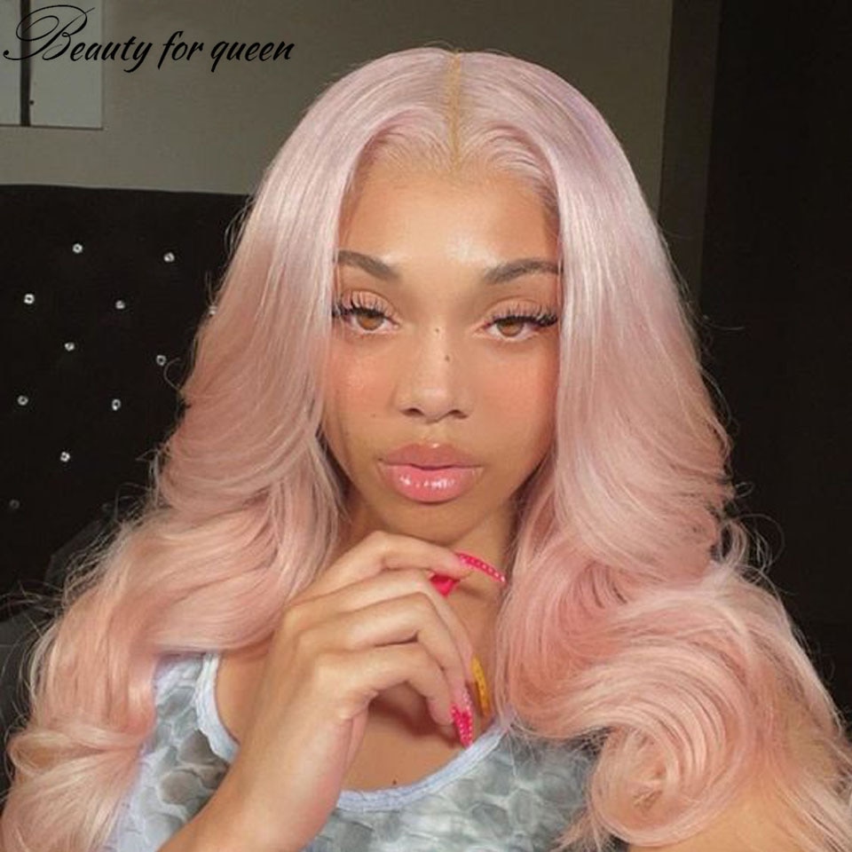 150% Lace Front Human Hair Wigs Pink Body Wave Remy..
